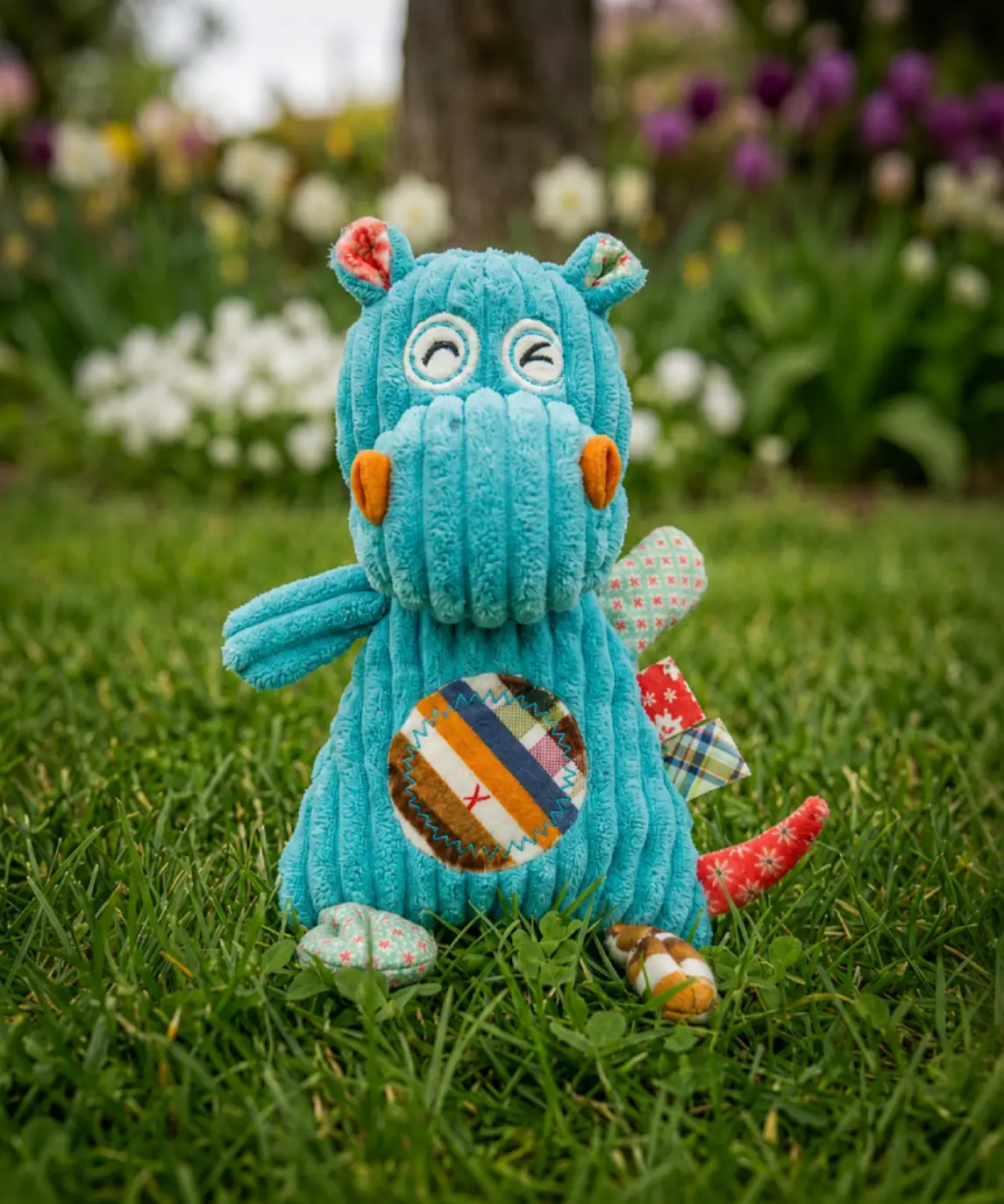 Peluche hippopotame pour chien, douce et sonore. Pouic dans la tête et papier bruissant dans le corps.