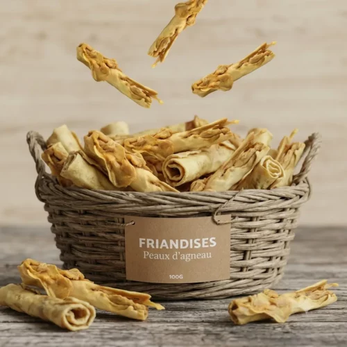 Mastication naturelle pour chien : peau d'agneau hyppoallergénique pour chiens sensibles